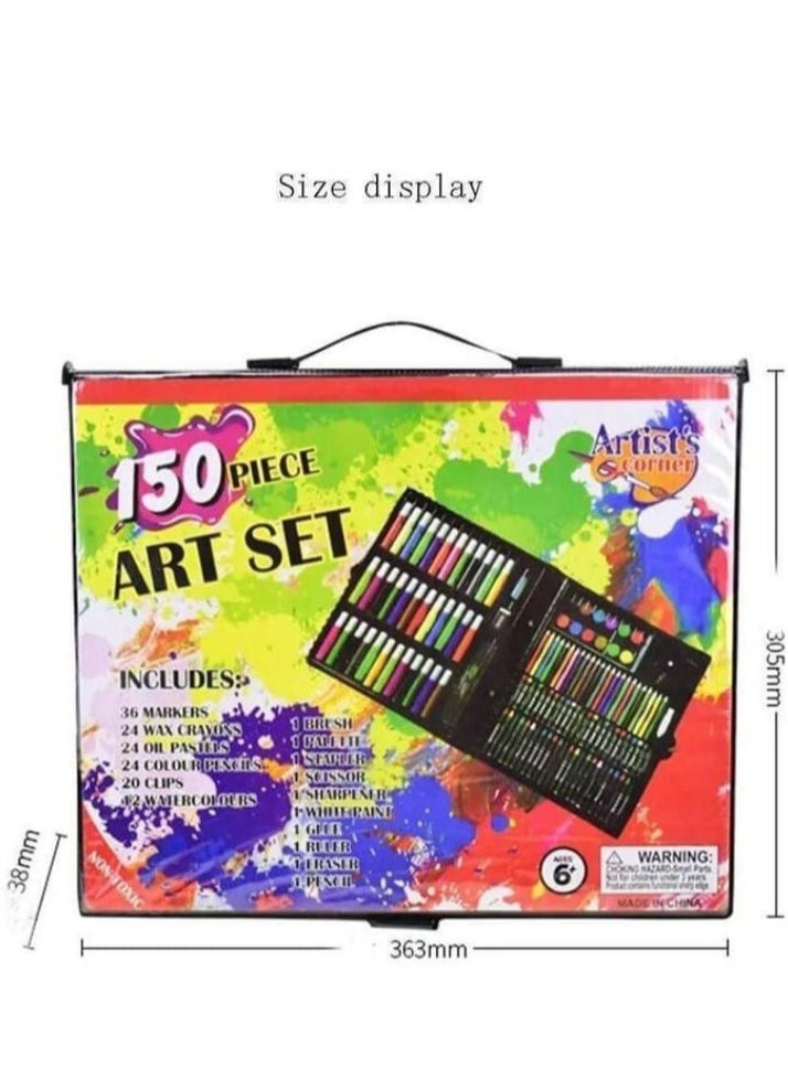 Generic 150PC Art Set with Sketch Book, Coloring Art Kit Drawing Art Supplies Case, Markers Crayon Colour Pencils for Budding Artists Kids Teens Boys (Black)  - Image 4