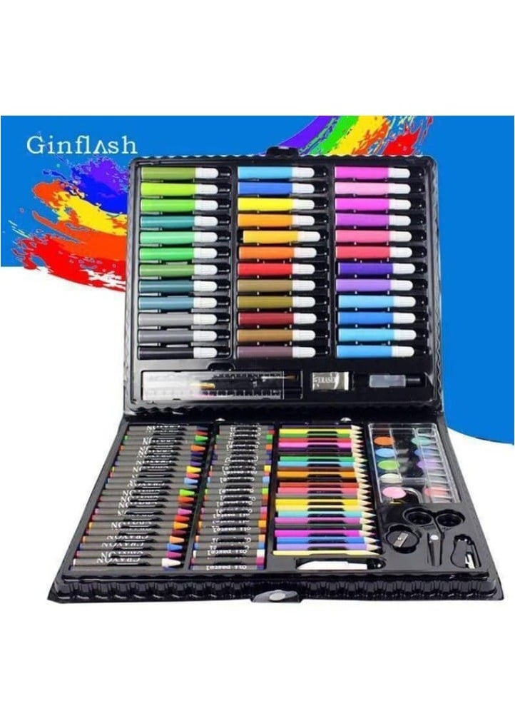 Generic 150PC Art Set with Sketch Book, Coloring Art Kit Drawing Art Supplies Case, Markers Crayon Colour Pencils for Budding Artists Kids Teens Boys (Black)  - Image 2