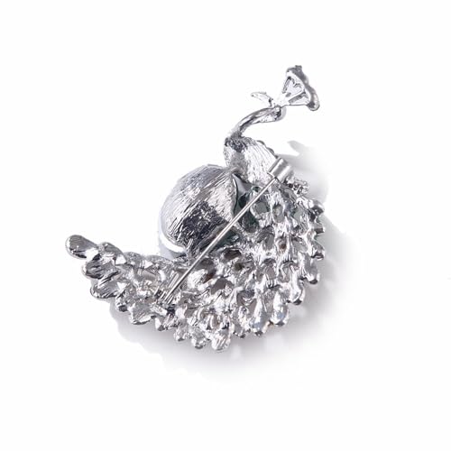 XFSAFDM 2pcs Rhinestone Peacock Brooch Pin for Women Girls Fashion Exquisite Exaggerated Big Crystal Bird Animal Brooches Lapel Pins Elegant Dress Accessories Wedding Christmas Birthday Jewelry Gift - Image 4