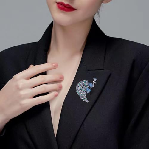 XFSAFDM 2pcs Rhinestone Peacock Brooch Pin for Women Girls Fashion Exquisite Exaggerated Big Crystal Bird Animal Brooches Lapel Pins Elegant Dress Accessories Wedding Christmas Birthday Jewelry Gift - Image 5