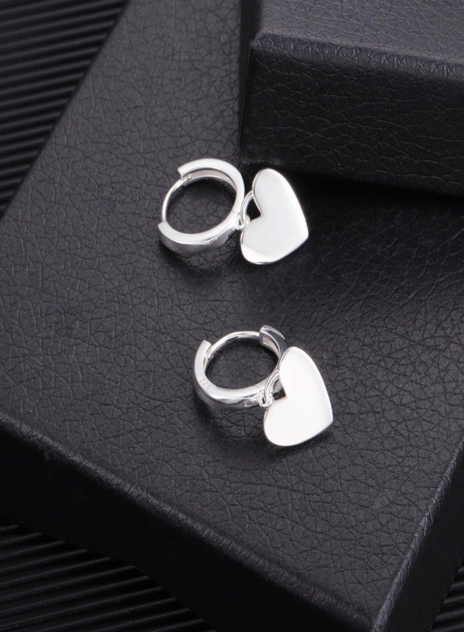 ALEXCRAFT Sterling Silver Heart Dangle Huggie Hoop Earrings for Women Girls Silver Heart Earrings Hypoallergenic Heart Dangle Hoop Earrings for Jewelry Gift - Image 4