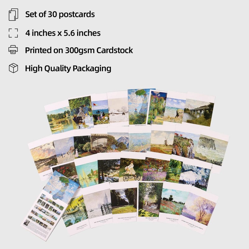 EDENMS Claude Monet Art Postcards, Famous Painting Modern Artwork Post Cards Bulk Pack(30 Pack), Vintage Aesthetic Picture Wall Collage, Postcards Poster for School Students Teacher Thank You Note Cards - Image 4