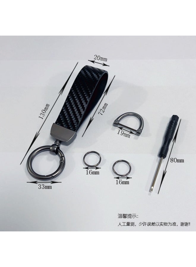 Business Men's Car Keychain High-Quality Carbon Fiber Pattern Electric Car Keychain Printed Logo Car Logo Creative - Image 1