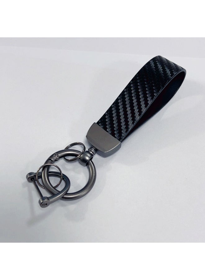 Business Men's Car Keychain High-Quality Carbon Fiber Pattern Electric Car Keychain Printed Logo Car Logo Creative - Image 5