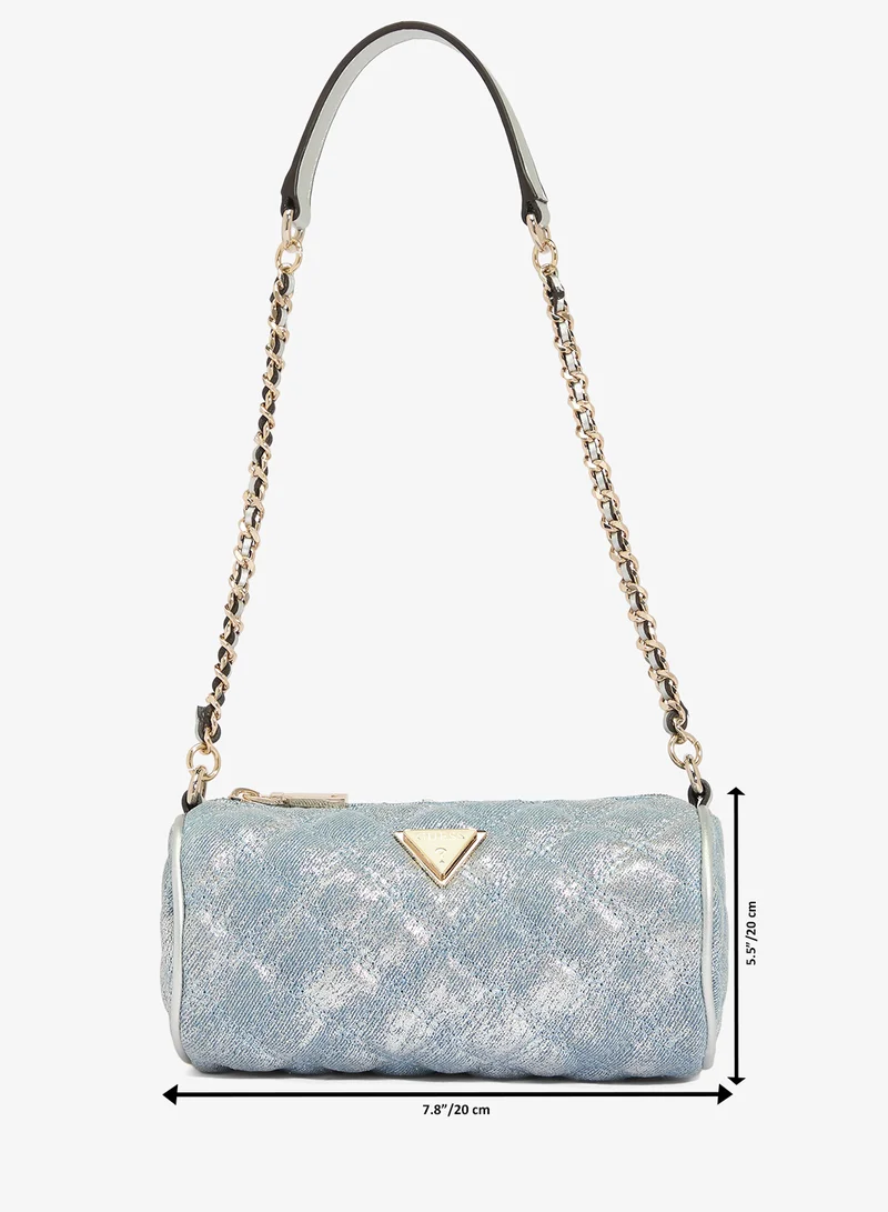 Guess METALLIC DENIM Giully II Mini Barrel Bag for Women | Best Price UAE
