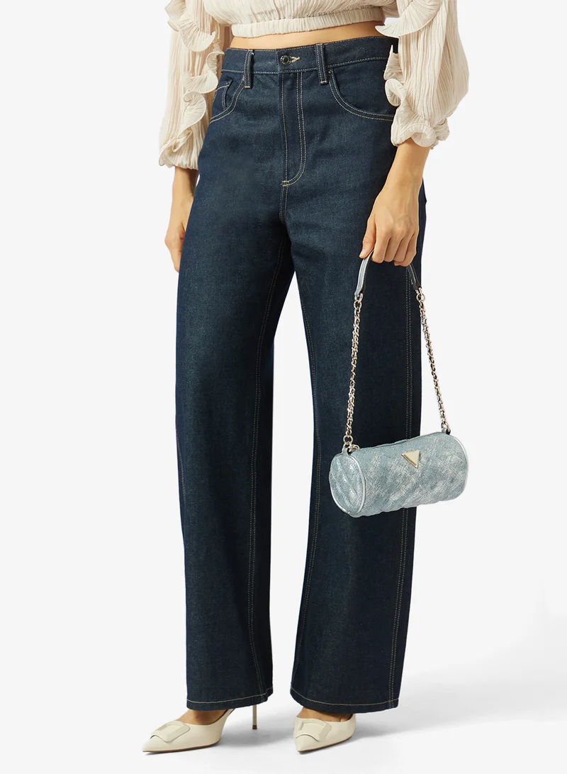 Guess METALLIC DENIM Giully II Mini Barrel Bag for Women | Best Price UAE