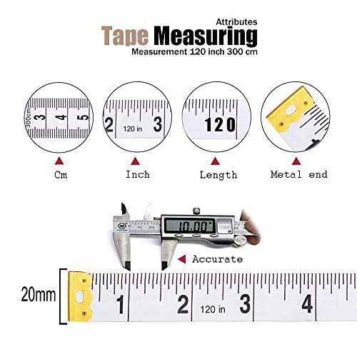 BUSHIBU Tape Measure Body Measuring Tape, 120 Inch Soft Fabric Measuring Tape for Sewing Cloth Measurement, Double Scale Tailor Ruler for Weight Loss Medical Measurement Nursing Craft(White/Black) - Image 3