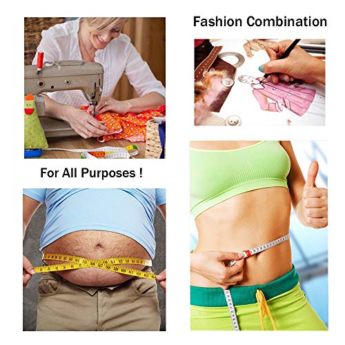 BUSHIBU Tape Measure Body Measuring Tape, 120 Inch Soft Fabric Measuring Tape for Sewing Cloth Measurement, Double Scale Tailor Ruler for Weight Loss Medical Measurement Nursing Craft(White/Black) - Image 5