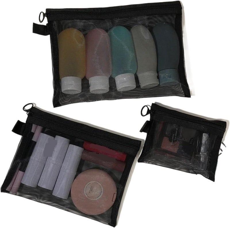 1/3pcs Mesh Clear Cosmetic Bags Small Large Black Zipper Travel Toiletry Organizer Lipstick Storage Pouch(Small) - Image 4