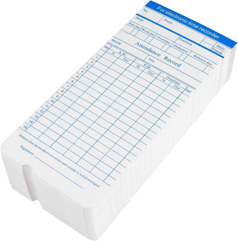 Flexzion Time Cards, Monthly Timesheet, Clock Timecard - 270 Pack, 6 Column 2-Sided Orange/Blue, Card for Time Punch Clock, Employee Attendance, Payroll Recorder, Small Business - Image 3