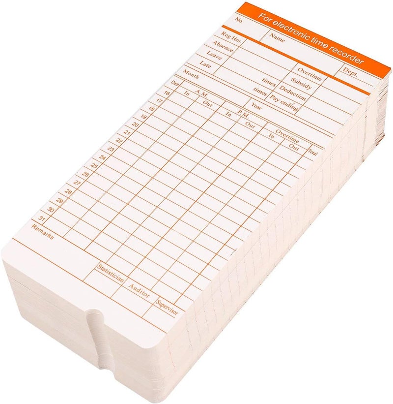 Flexzion Time Cards, Monthly Timesheet, Clock Timecard - 270 Pack, 6 Column 2-Sided Orange/Blue, Card for Time Punch Clock, Employee Attendance, Payroll Recorder, Small Business - Image 4