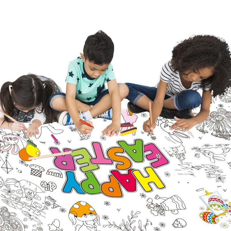 Tbsone Easter Coloring Tablecloth Poster, 72x30 Inch Spring and Easter Paper Crafts for Kids, Games Activities Party Decorations - Image 3