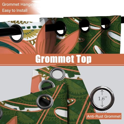 Tyrot White Boho Floral 100% Blackout Curtains for Living Room 84 inch Long 2 Panels Mid Century Botanical Black Out Curtains for Bedroom Grommet Thermal Insulated Room Darkening Window Drapes,52Wx84L - Image 5