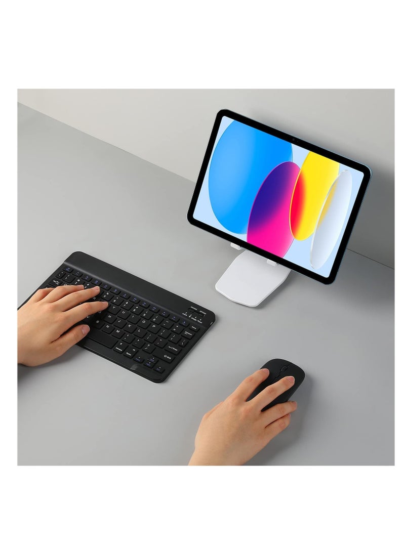 ELTRAZONE Rechargeable Bluetooth Keyboard and Mouse Combo Ultra-Slim Portable Compact Wireless Mouse Keyboard Set for Android Windows Tablet Cell Phone iPhone iPad Pro Air Mini, iPad OS/iOS 13 and above (Black) - Image 3