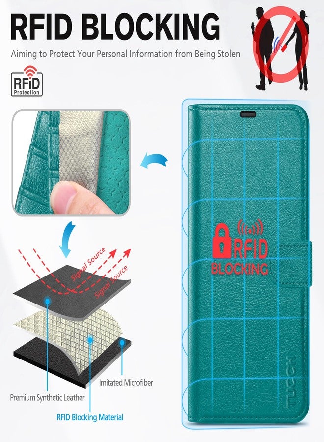 TUCCH Wallet Case for iPhone 16, [RFID Blocking] 4 Card Holder Kickstand [Shockproof TPU Interior Case] PU Leather Magnetic Closure Protective Flip Cover Compatible with iPhone 16 5G 2024, Cyan - Image 3