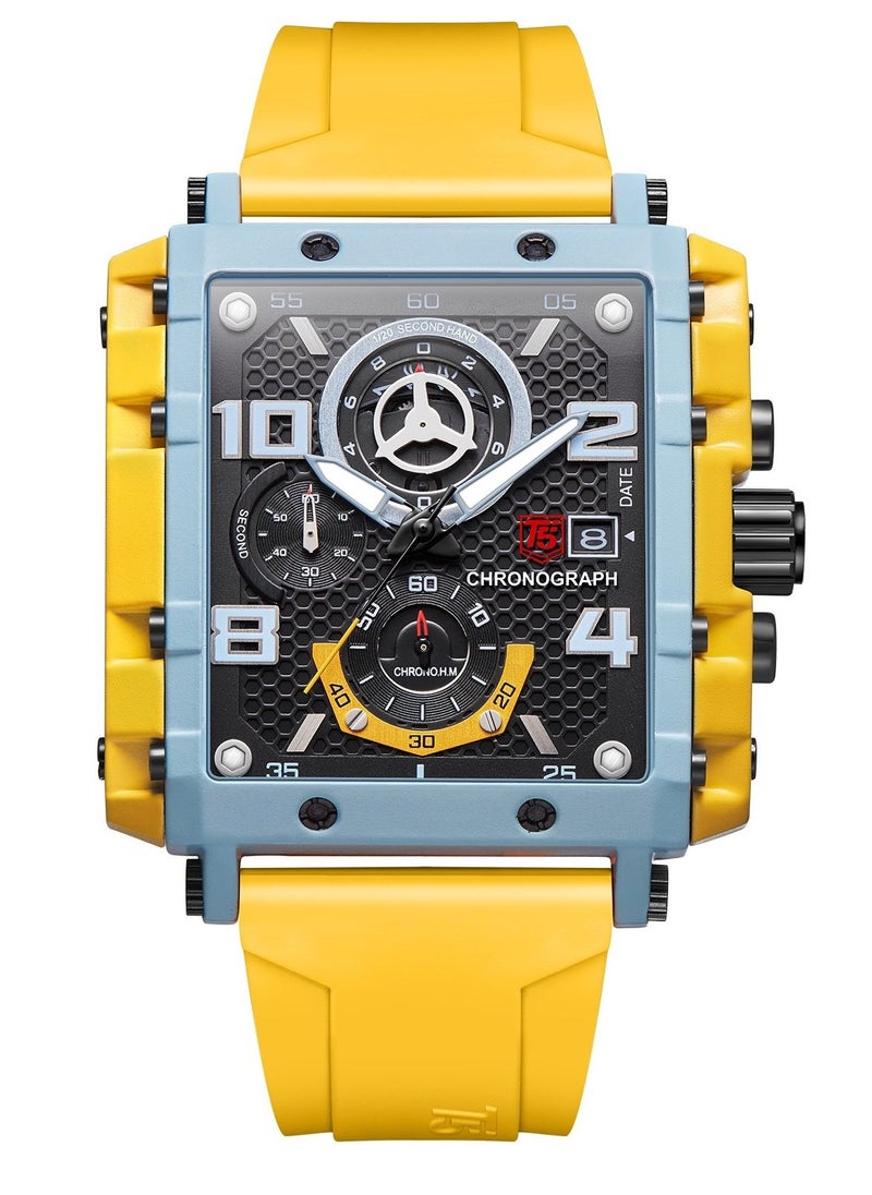 T5 T5 Men's Chronograph Square Dial Silicone Strap Watch  - Image 1