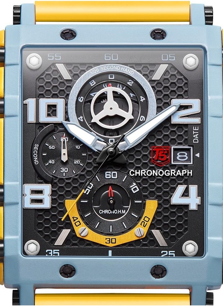 T5 T5 Men's Chronograph Square Dial Silicone Strap Watch  - Image 3