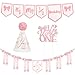THAWAY 12 Birthday Girl Half Birthday Decorations Pink Bow Its My 12 Birth Banner Glitter Cake Topper Ribbon Bow Wood Bead High Chair Banner Cone Hat 6 Months birthday Decorations Party Supplies Pink - Image 3