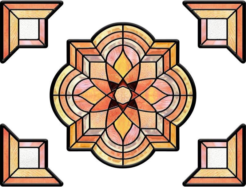 ADD.HERES Stained Glass Window Film Privacy for Glass Windows, Window Privacy Film UV Blocking Static Cling for Home Kitchen Office Bathroom,Spessartite 30x40D - Image 1