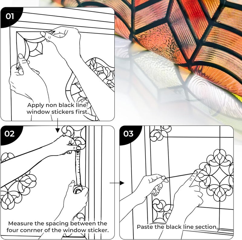 ADD.HERES Stained Glass Window Film Privacy for Glass Windows, Window Privacy Film UV Blocking Static Cling for Home Kitchen Office Bathroom,Spessartite 30x40D - Image 4