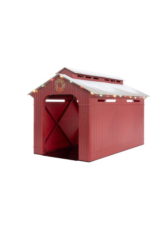 Lionel Christmas, Electric O Gauge Model Train Accessories, Lighted Christmas Half Covered Bridge (1929090) - Image 1