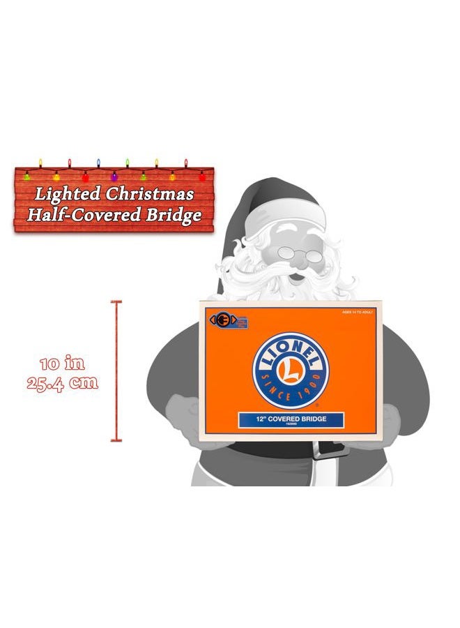 Lionel Christmas, Electric O Gauge Model Train Accessories, Lighted Christmas Half Covered Bridge (1929090) - Image 5