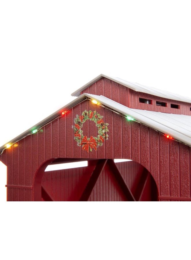 Lionel Christmas, Electric O Gauge Model Train Accessories, Lighted Christmas Half Covered Bridge (1929090) - Image 2