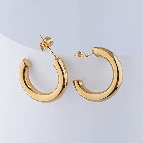 Polite Society Gold Hoop Earrings for Women - 5.5 mm, 30mm / 2 Inch, 18KGold Plated, Lightweight Jewelry, Timeless Womens Gold Hoops for Everyday Style or Gift (Chunky & Huggie) - Image 4