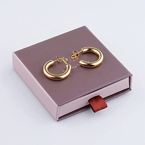 Polite Society Gold Hoop Earrings for Women - 5.5 mm, 30mm / 2 Inch, 18KGold Plated, Lightweight Jewelry, Timeless Womens Gold Hoops for Everyday Style or Gift (Chunky & Huggie) - Image 3