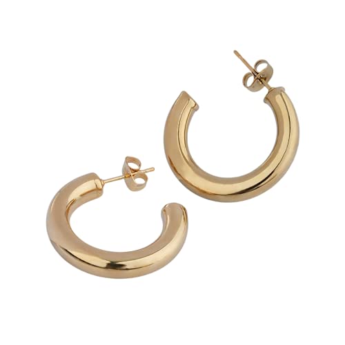 Polite Society Gold Hoop Earrings for Women - 5.5 mm, 30mm / 2 Inch, 18KGold Plated, Lightweight Jewelry, Timeless Womens Gold Hoops for Everyday Style or Gift (Chunky & Huggie) - Image 1
