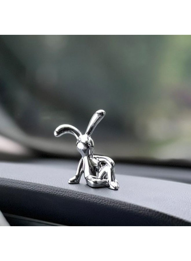 4 PCS Bunny Statue Home Decor White Gold Decorative Ornaments Easters Sculpture for Table Shelf Dinner Living Room Office Modern Style Trendy Car Decor Birthday Gifts for Women Men - Image 3