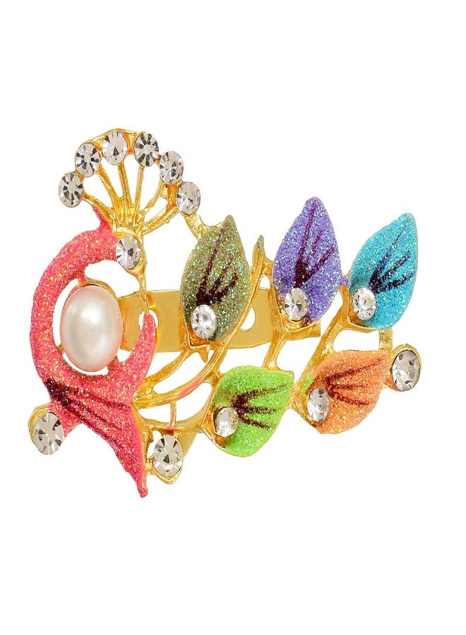Memoir Brass Goldplated Elegant Peacock design Zari Finish Sareepin Dupatta pin Brooch Men Women (SPDM3619) - Image 2
