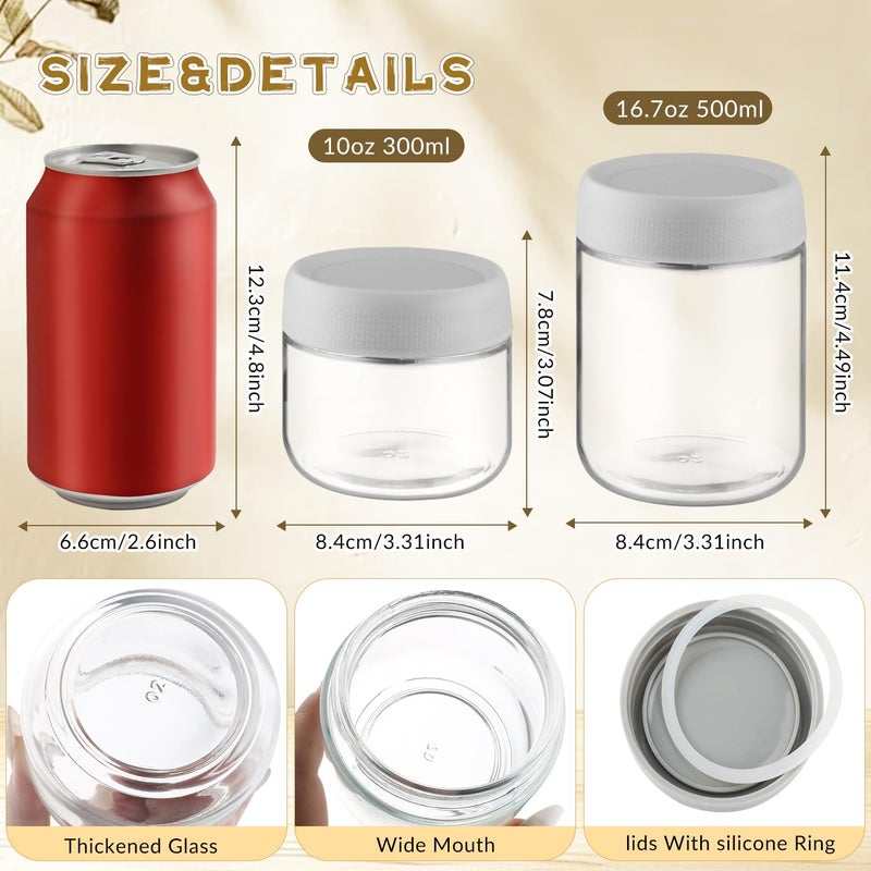 glasstore 4 Pack Glass Jar With Airtight Lids Overnight Oats Containers With Lids Mason Jars Food Storage Containers For Yogurt Snacks Sugar Spice And More (Grey, 300ml/10oz) - Image 2