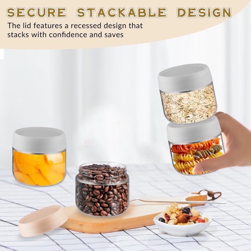 glasstore 4 Pack Glass Jar With Airtight Lids Overnight Oats Containers With Lids Mason Jars Food Storage Containers For Yogurt Snacks Sugar Spice And More (Grey, 300ml/10oz) - Image 5