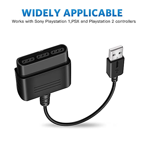 Xahpower PS2 Controller to USB Adapter Converter Cable, Compatible with Sony PS1/PS2 Controller Gamepad to PS3/PC Controller - Image 2