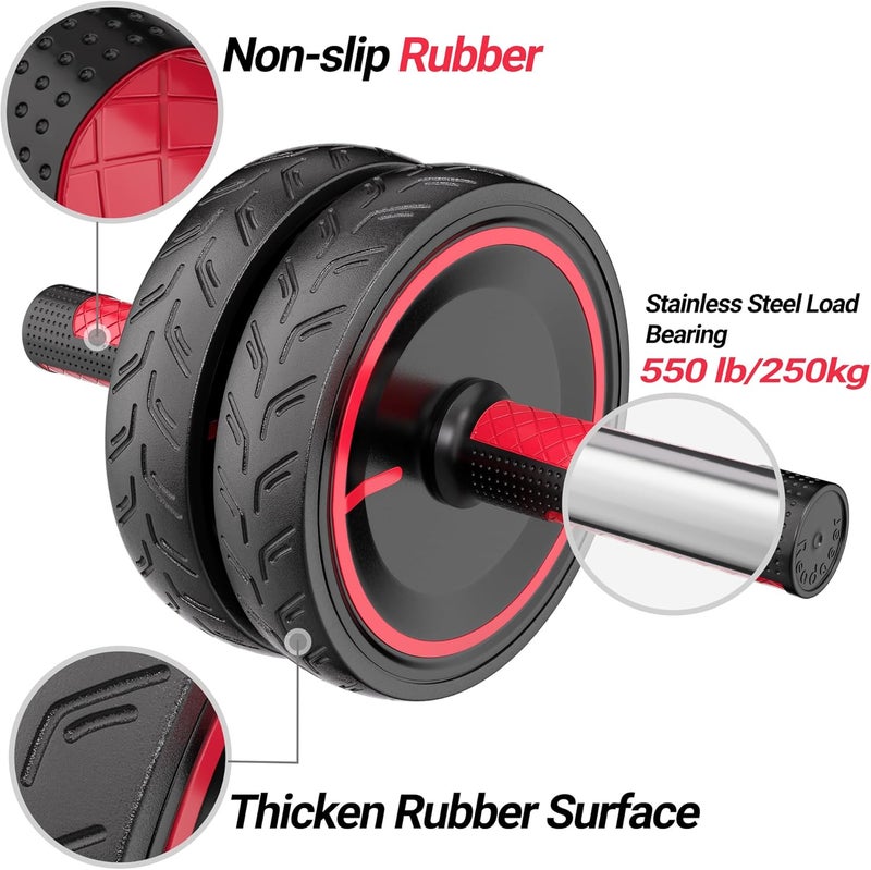Readaeer Ab Roller Wheel, Heavy Duty Workout Equipment for Home Gym, Professional Metal Handle with Rubber Surface Abdominal Exercise Wheel for Strength Training, Ab Wheel with Knee Pad - Image 2