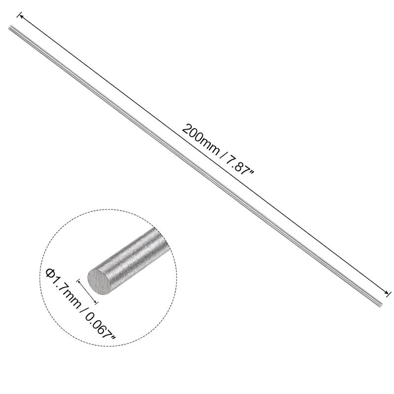 uxcell 5pcs Round Steel Metal Rods, 1.7mm x 200mm High Speed Steel (HSS) Lathe Bar Stock Tool, for Shaft Gear Drill Lathes Boring Machine Turning Miniature DIY Craft - Image 2