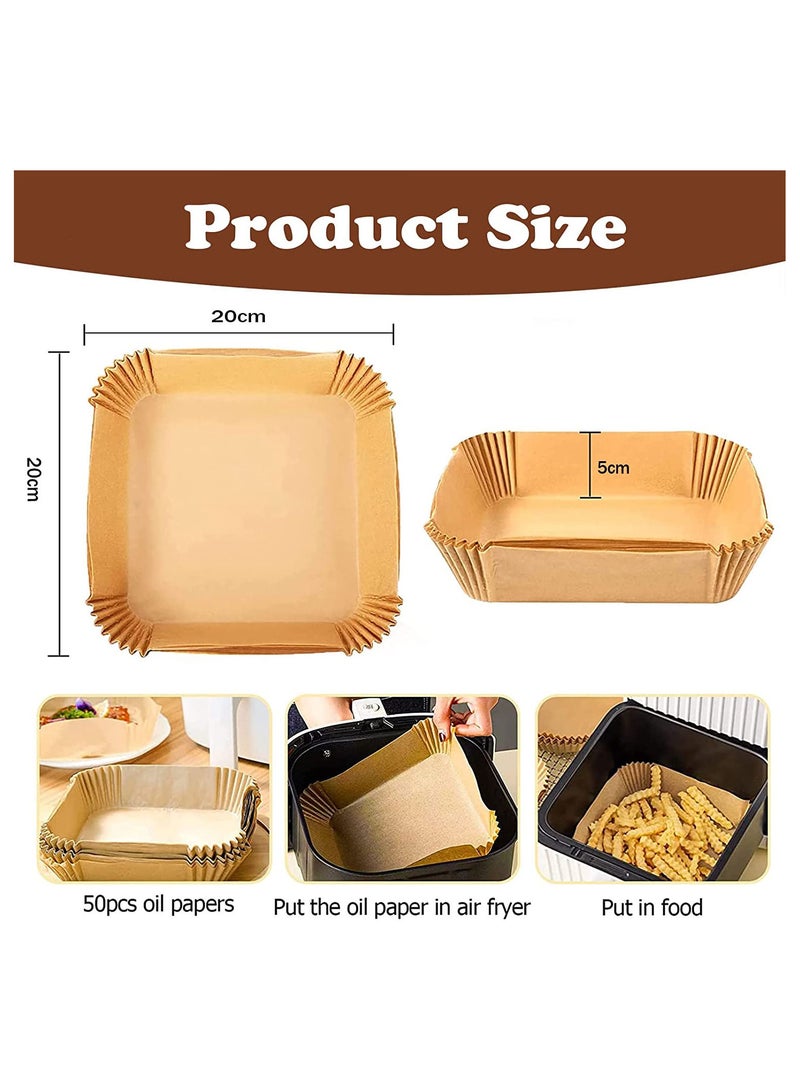 DeloPik 500Pcs Air Fryer Disposable Paper Liner, O9 O-Nine Air Fryer Liners Square, Baking Paper for Air Fryer Water-proof,Parchment Paper for Baking Roasting Microwave,7.8 inch/20cm,Square - Image 2