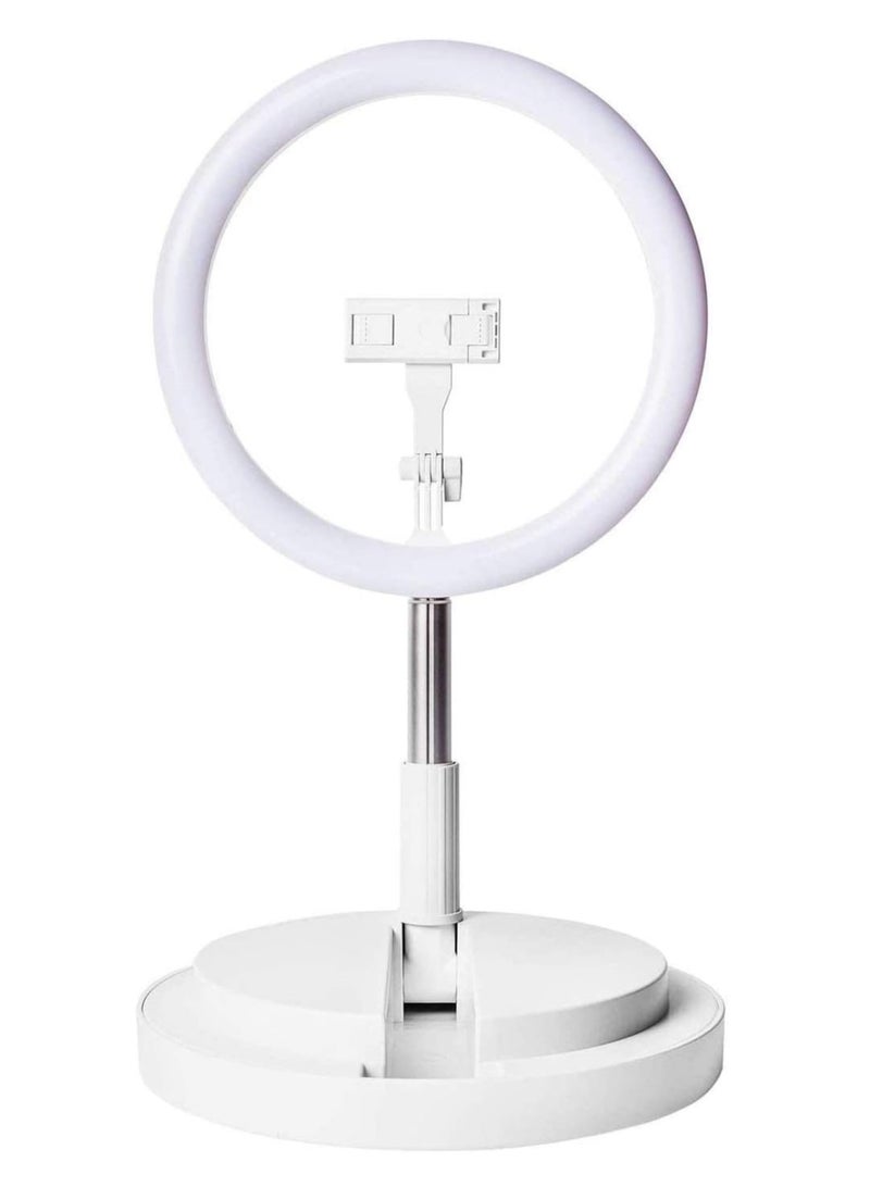 LITTIL ليتيل سوبر ستار سليم - حلقة إضاءة قابلة للطي ١١ بوصة مع حامل وحامل هاتف | محمول لسهولة النقل | ٣ أوضاع إضاءة قابلة للتعديل | مثالي للفيديوهات والقصص وتيك توك - Image 1