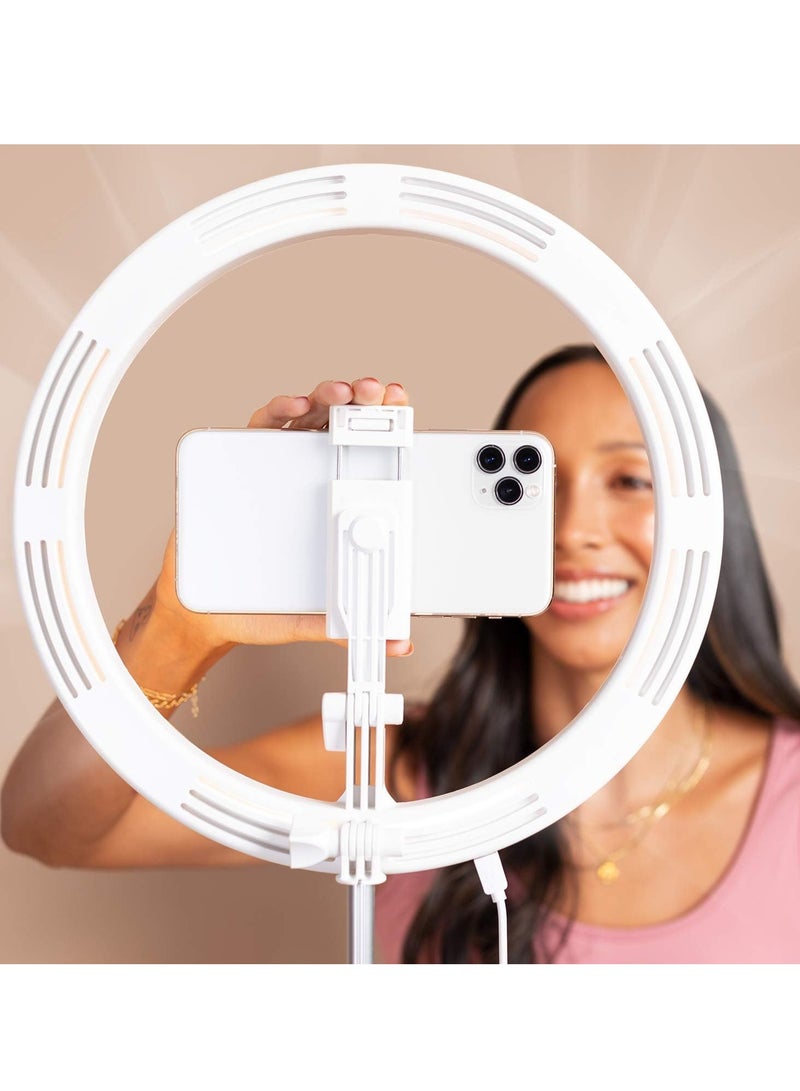 LITTIL ليتيل سوبر ستار سليم - حلقة إضاءة قابلة للطي ١١ بوصة مع حامل وحامل هاتف | محمول لسهولة النقل | ٣ أوضاع إضاءة قابلة للتعديل | مثالي للفيديوهات والقصص وتيك توك - Image 3