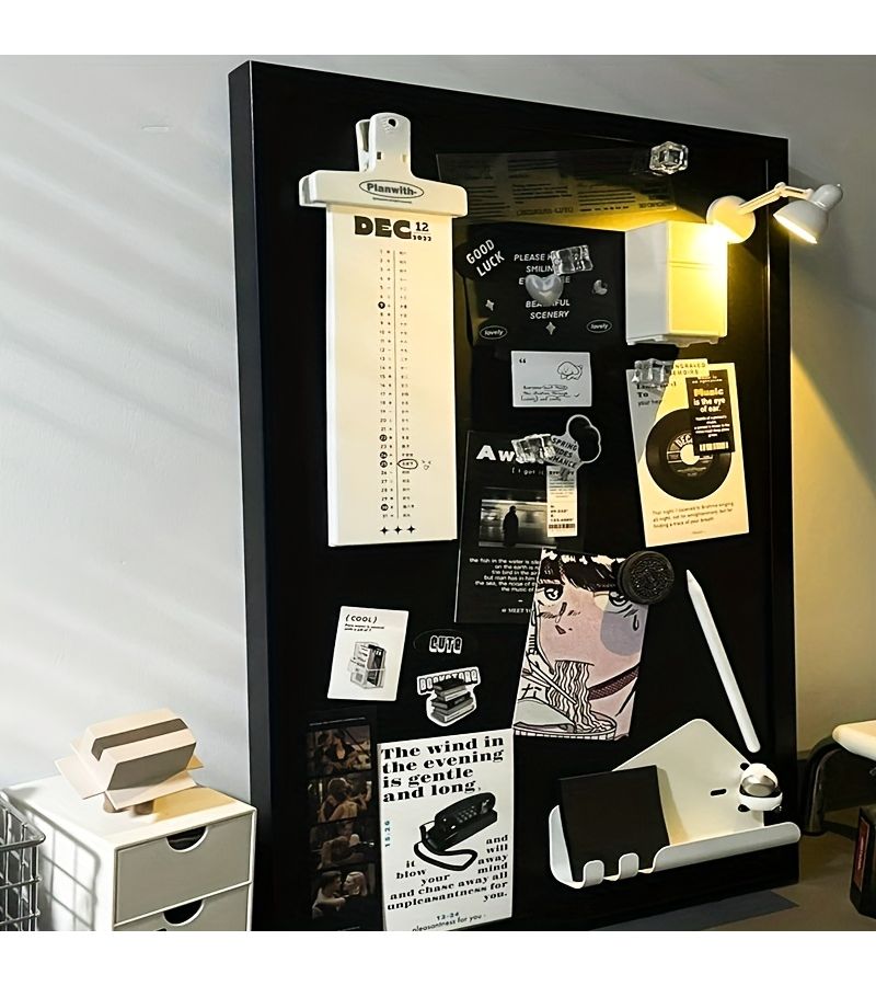 Walnut Color Family Magnetic Pin Board Decorative Blackboard Photo And Cosmetics Display Storage Wall For Home Bedroom Living Room With Random Magnetic Stickers 15 75 By 23 62 Inch - Image 3