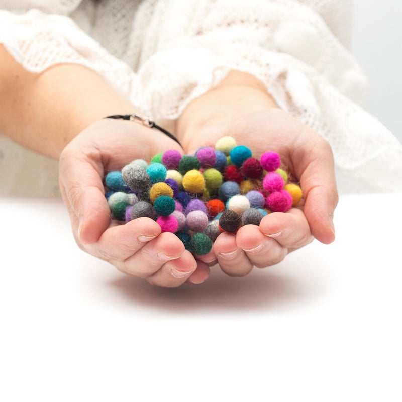Glaciart One Glaciart One Felt Balls, Felt Wool Balls (120 Pieces) 1 Centimeter - 0.4 Inch, Handmade Felted 40 Color (Red, Pink, Blue, Gray, Black, White, Pastel and More) Bulk Small Puff for Felting and Garland  - Image 1