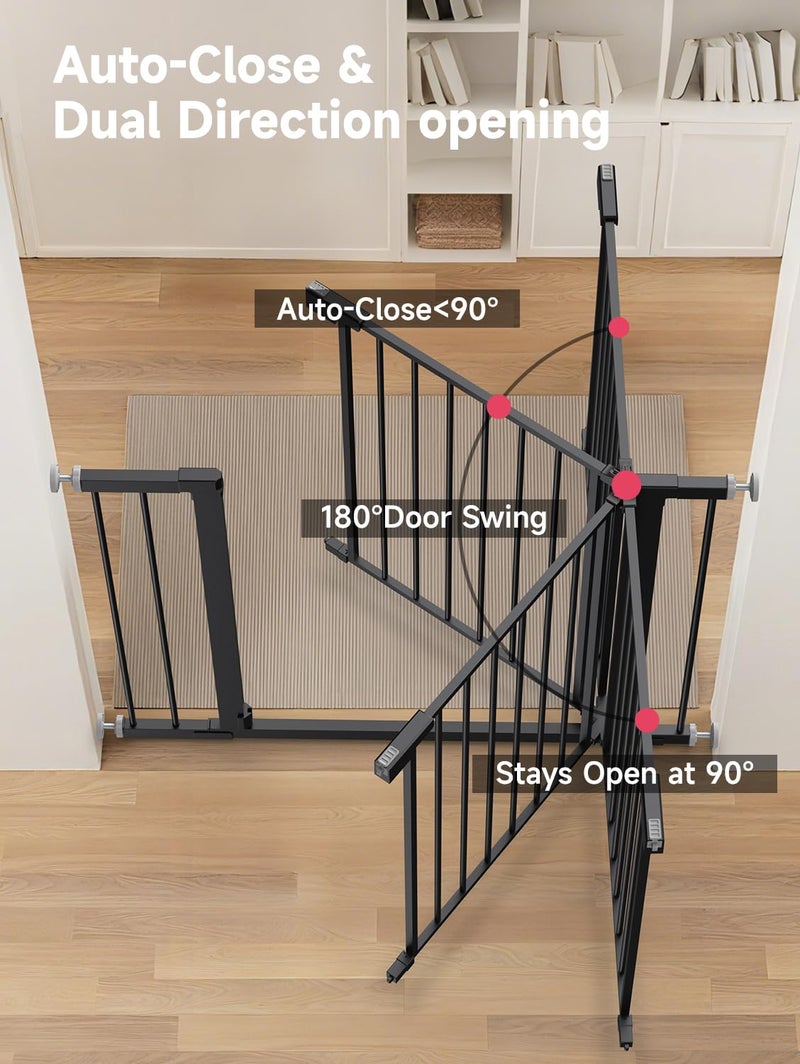 PLZOIT 29.5-40.5" Baby Gate for Stairs, Dog Gate for Doorways, Walk Thru Auto Close Metal Baby Safety Gate for The House, Stairs and Doorways, Child Gate Pressure Mounted, Pet Gate for Dog Indoor - Black - Image 5
