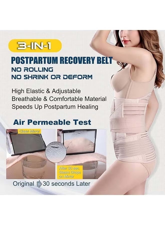 ATRJSZ 3 in 1 Postpartum Support Breathable Elastic Adjustable Postpartum Postnatal Recovery Support Girdle Belly Recover Belly Waist Pelvis Belt,Pregnancy Belly Wrap Abdominal Binder(L), One Size  - Image 2