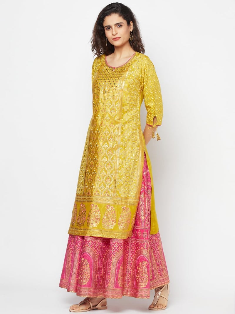 Aurelia Yellow Floral Printed Kurta - Image 3