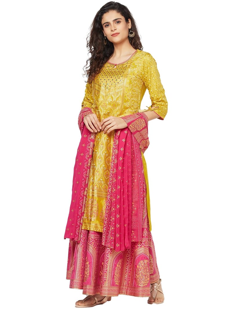 Aurelia Yellow Floral Printed Kurta - Image 1