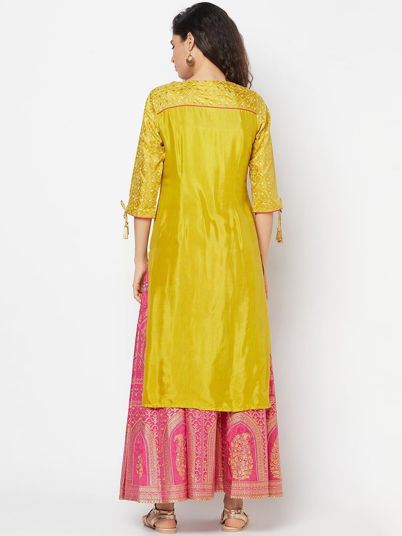 Aurelia Yellow Floral Printed Kurta - Image 2
