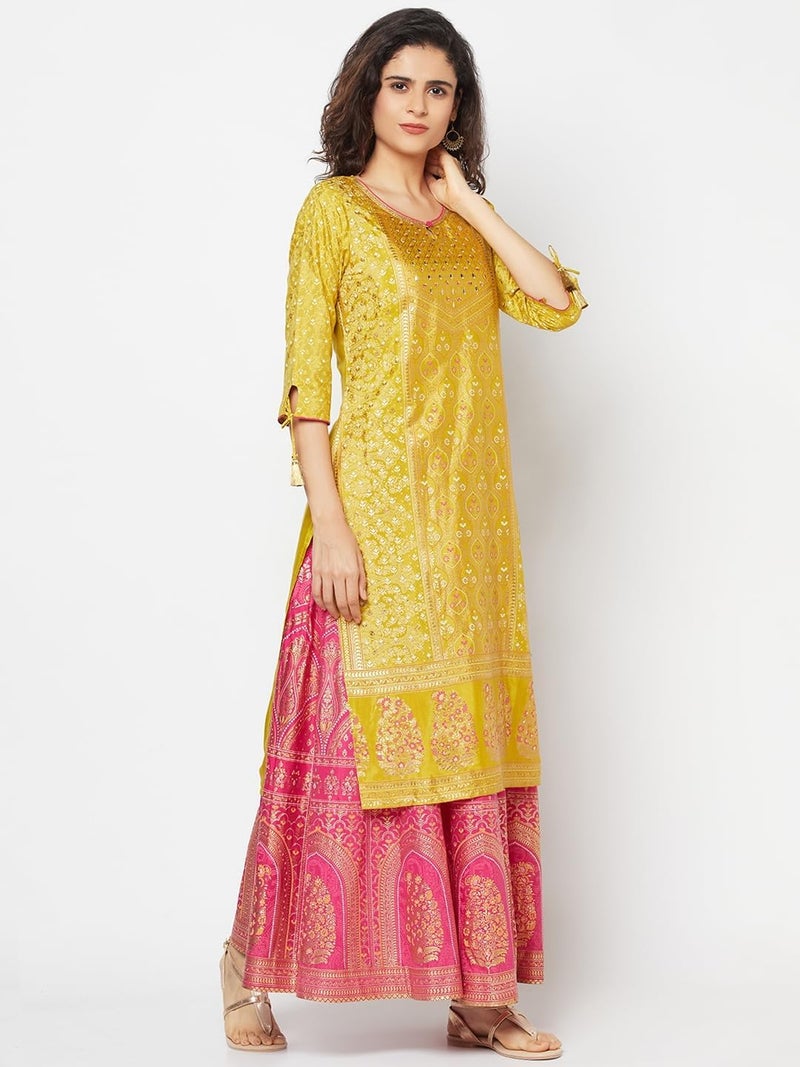 Aurelia Yellow Floral Printed Kurta - Image 4
