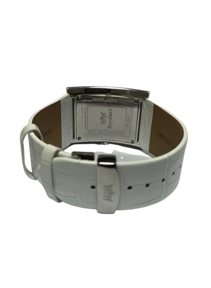 Royalace Men's Wrist White Leather Strap Watch - Image 2