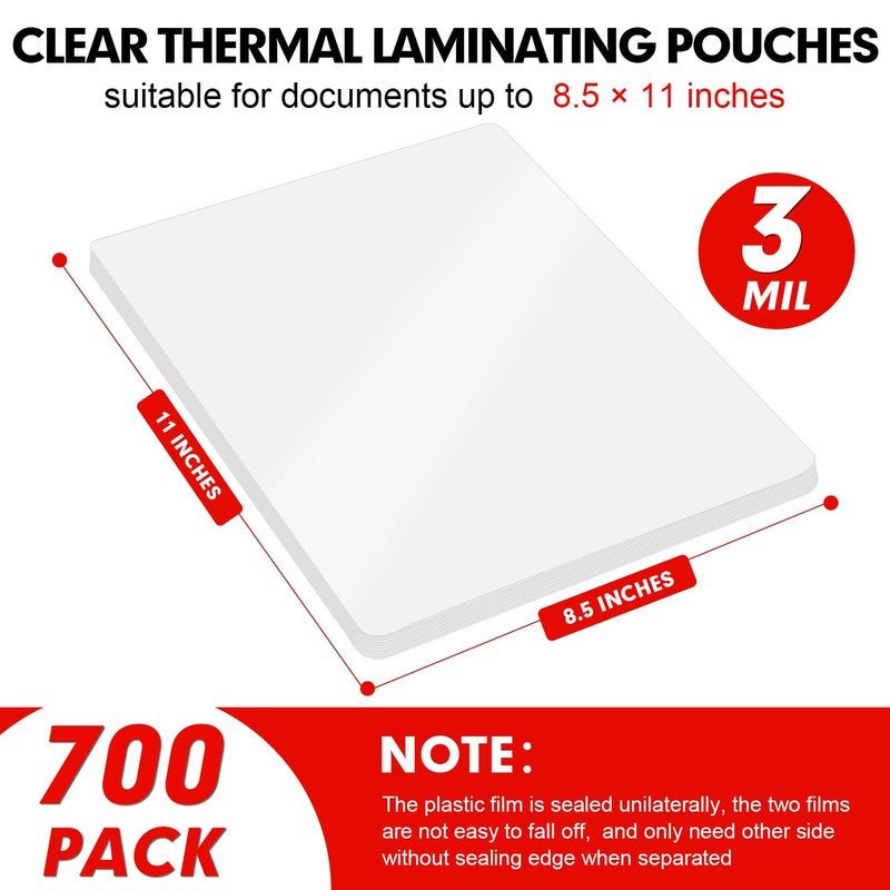 RAZCC Laminating Sheets, 700 Pack Clear Thermal Laminating Plastic Paper Laminator Sheets, 9 x 11.5-Inch, 3mil, Ideal Office or School Supplies - Image 2
